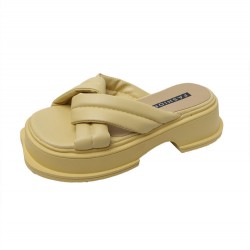 Fashion Versatile Cross Beach Sandals With Black Beige Yellow Shoes