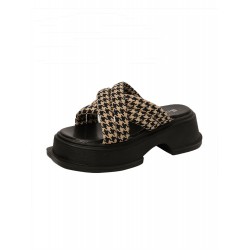 Fashion Versatile Retro Cross Sandals Black Shoes