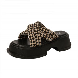 Fashion Versatile Retro Cross Sandals Black Shoes