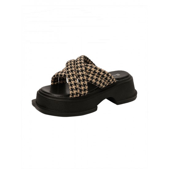 Fashion Versatile Retro Cross Sandals Black Shoes