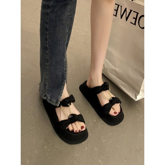 New Outer Wear Retro Platform Sandals With Black