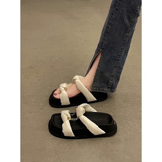 New Outer Wear Retro Platform Sandals With Black