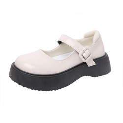 Platform Word Buckle Small Leather Shoes For Womens